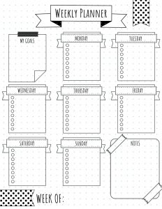 weekly planner bullet journal printable layout 1