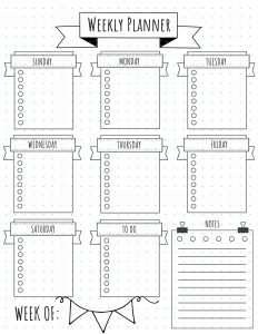 weekly planner bullet journal printable layout 2