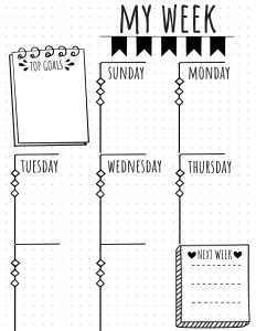 weekly planner bullet journal printable layout 3