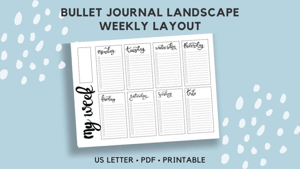 Bullet Journal Landscape Weekly Layout