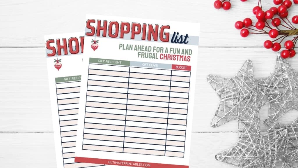 FRUGAL CHRISTMAS SHOPPING LIST PRINTABLE