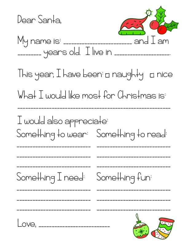 Free Printable Letter to Santa