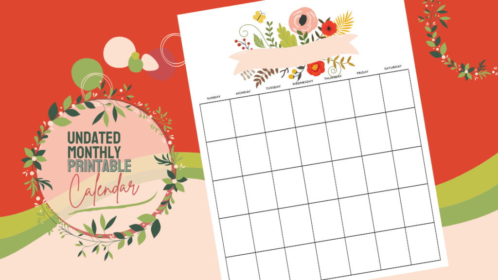 UNDATED MONTHLY PRINTABLE CALENDAR