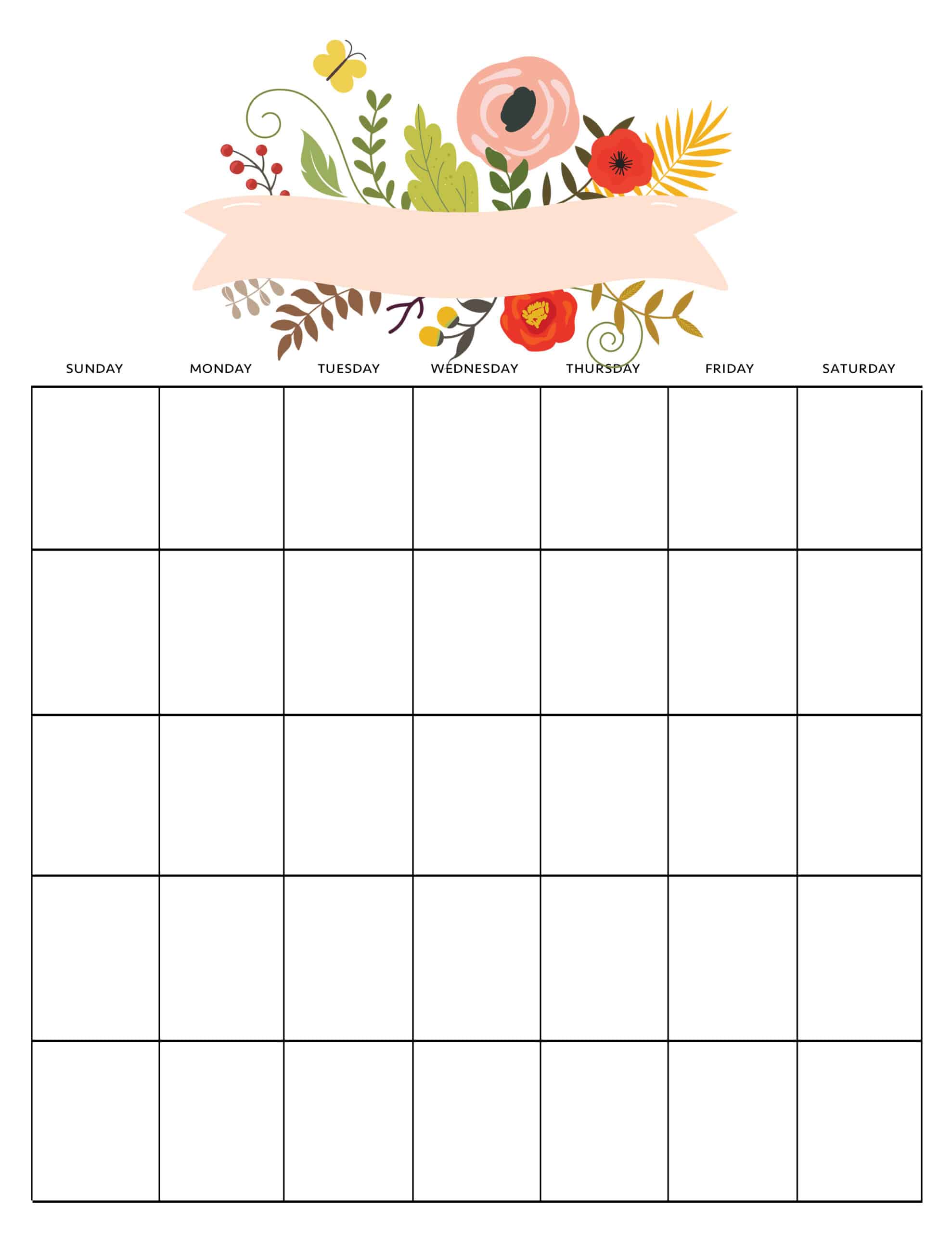 undated printable calendar monthly