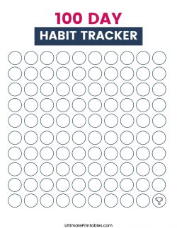 100 day habit tracker printable navy hot pink
