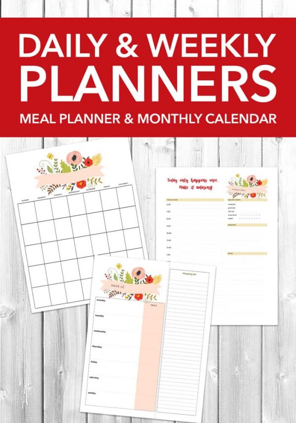 daily weekly meal planners monthly calendar