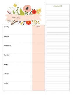 printable weekly calendar meal planner